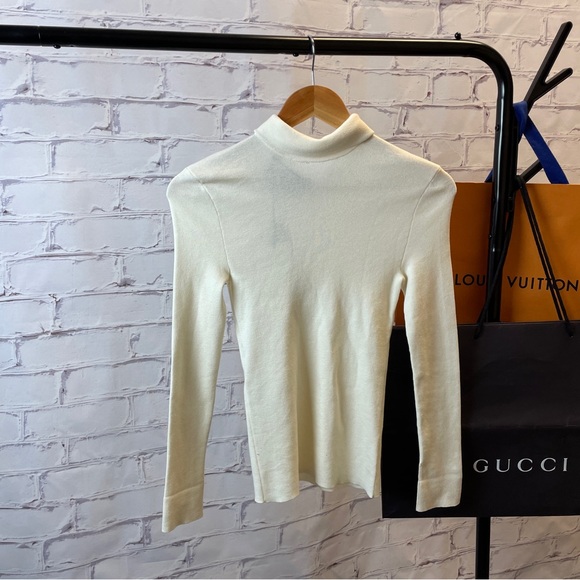 Gucci Mock Neck Half Zip Wool Sweater Ivory - Picture 3 of 7